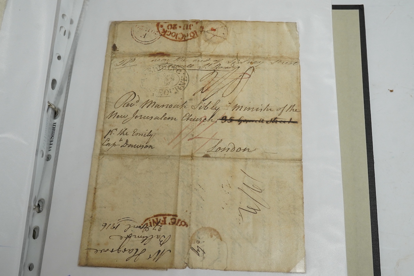 A collection of fifty early nineteenth century Georgian and Victorian franked postal covers, Victoria pre-paid ‘letter cards’ and post cards, railway Dividend Statement, Registered Letters, Fire Office statements, letter